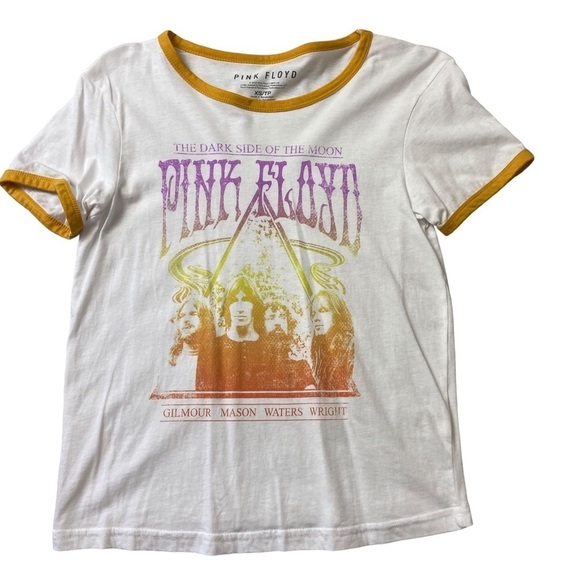 PINK Floyd retro tee white yellow short sleeve orange grupee band graphic tee XS - Picture 13 of 13